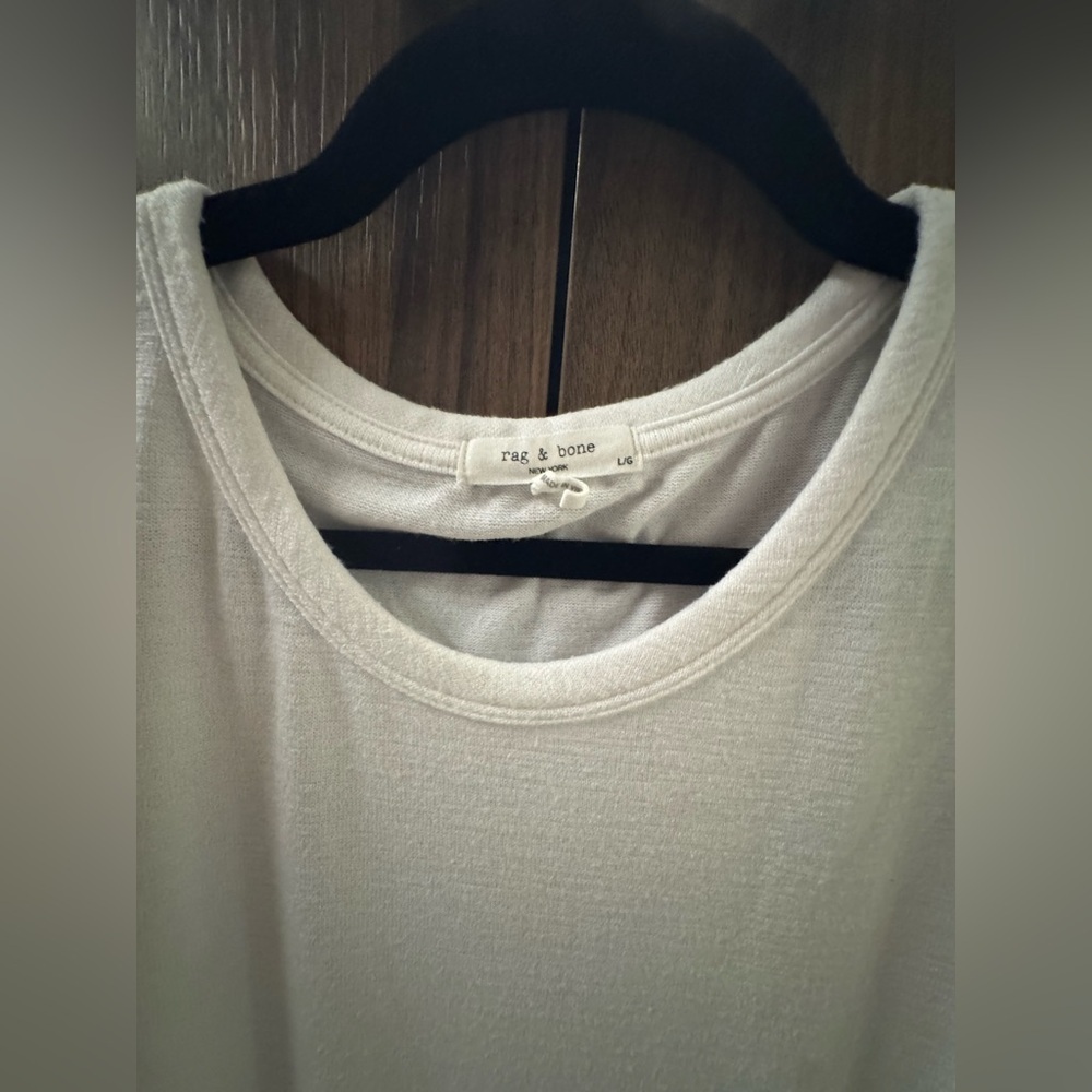 RAG& BONE NEW YORK SLUB LONGSLEEVE TEE- SIZE L- WHITE- GREAT CONDITION - Picture 2 of 4